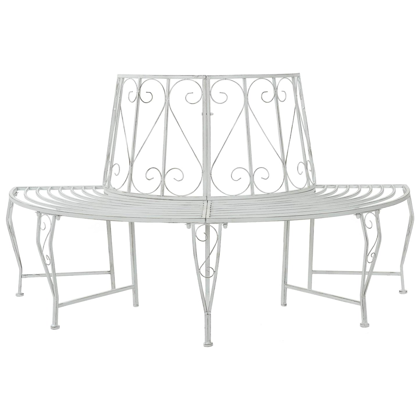 vidaXL Tree Bench 4-Seater 160 x 80 x 89 cm Steel Antique White