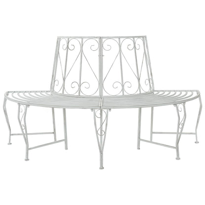 vidaXL Tree Bench 4-Seater 160 x 80 x 89 cm Steel Antique White