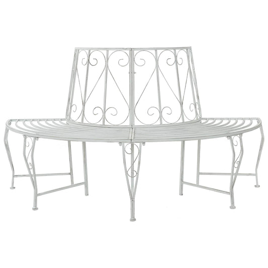 vidaXL Tree Bench 4-Seater 160 x 80 x 89 cm Steel Antique White