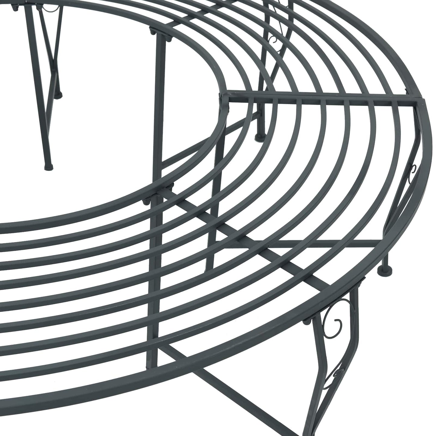 vidaXL Tree Bench 8-Seater Ø 160 x 44 cm Steel Silver Grey Round