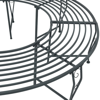vidaXL Tree Bench 8-Seater Ø 160 x 44 cm Steel Silver Grey Round