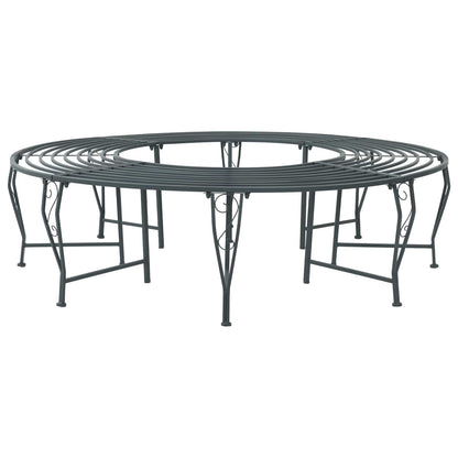 vidaXL Tree Bench 8-Seater Ø 160 x 44 cm Steel Silver Grey Round