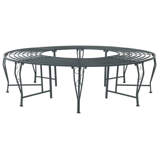 vidaXL Tree Bench 8-Seater Ø 160 x 44 cm Steel Silver Grey Round