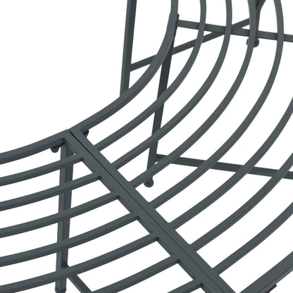 vidaXL Tree Bench 4-Seater 160 x 80 x 44 cm Steel Silver Grey