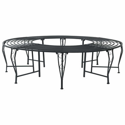 vidaXL Tree Bench 8-Seater Ø 160 x 44 cm Steel Black Round