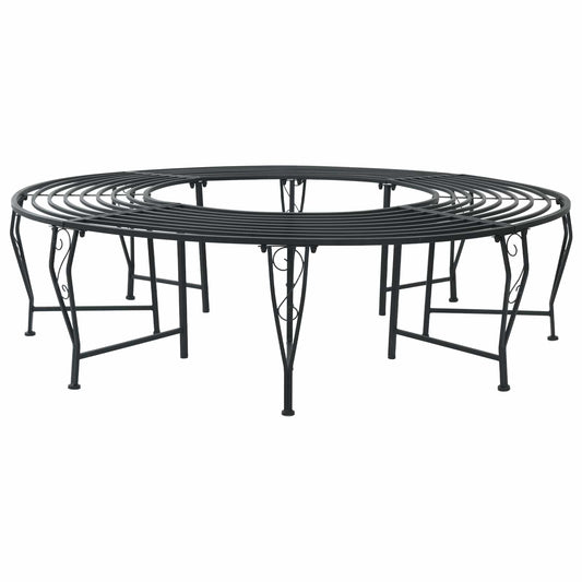 vidaXL Tree Bench 8-Seater Ø 160 x 44 cm Steel Black Round