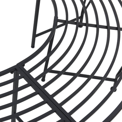 vidaXL Tree Bench 4-Seater 160 x 80 x 44 cm Steel Black Half-round