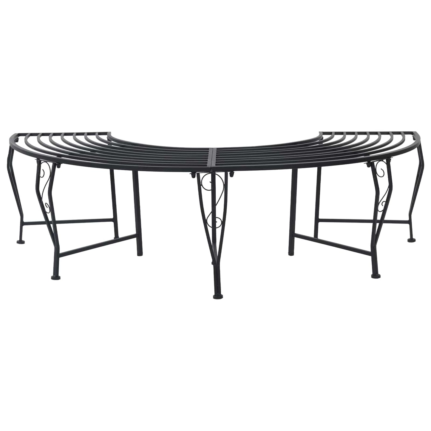 vidaXL Tree Bench 4-Seater 160 x 80 x 44 cm Steel Black Half-round