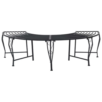 vidaXL Tree Bench 4-Seater 160 x 80 x 44 cm Steel Black Half-round