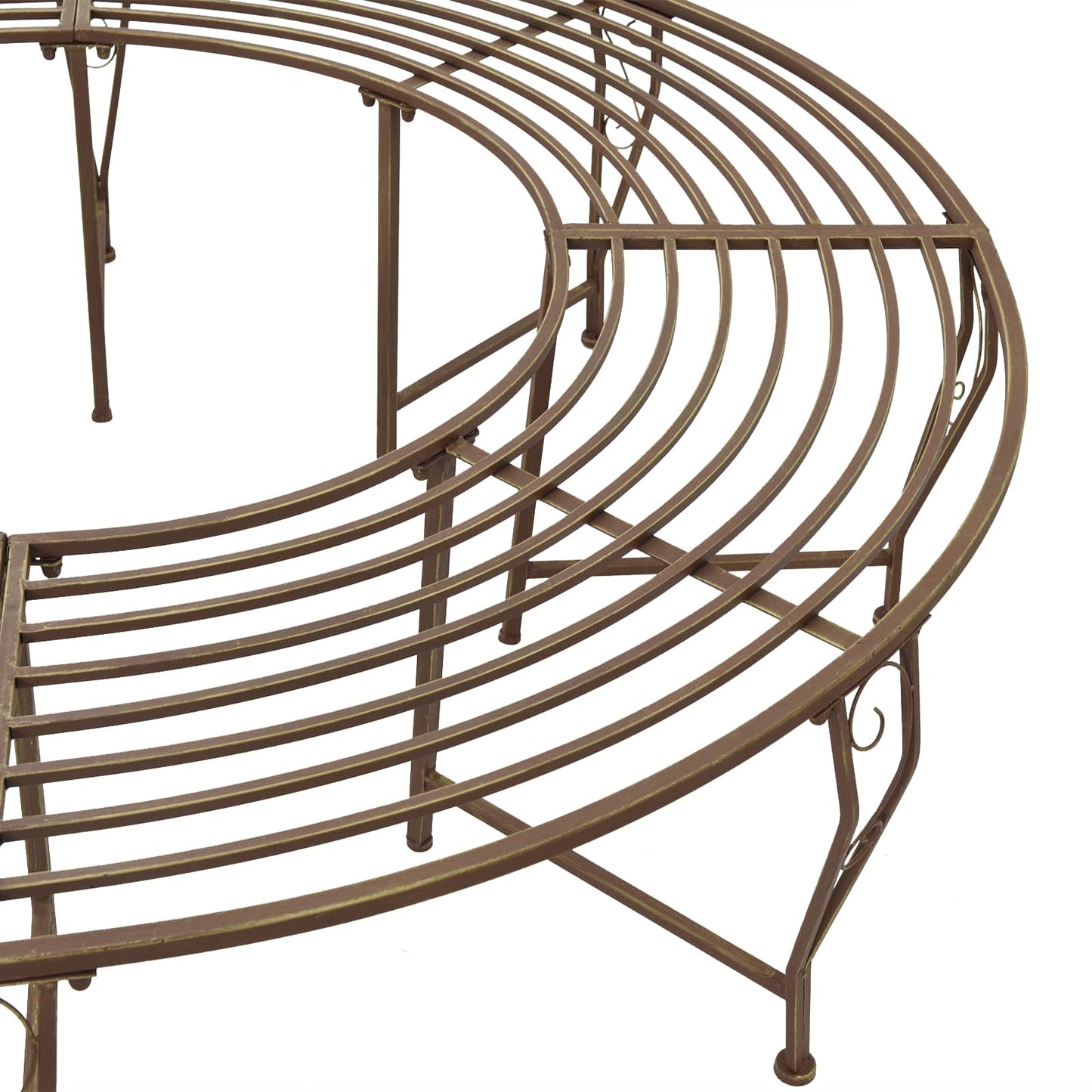 vidaXL Tree Bench 8-Seater Ø 160 x 44 cm Steel Antique Brown Round