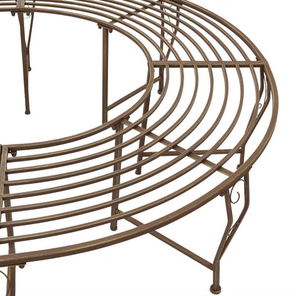 vidaXL Tree Bench 8-Seater Ø 160 x 44 cm Steel Antique Brown Round