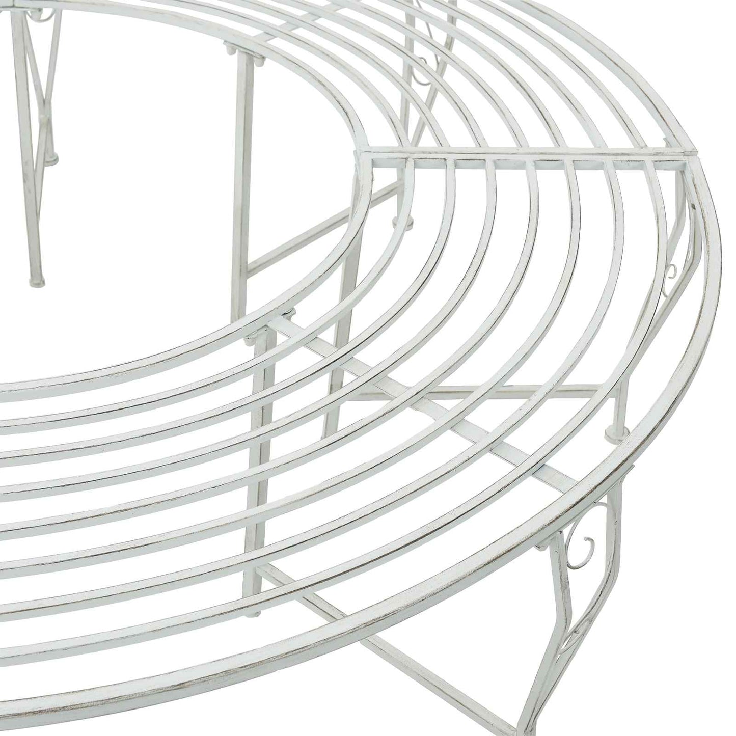 vidaXL Tree Bench 8-Seater Ø 160 x 44 cm Steel Antique White Round