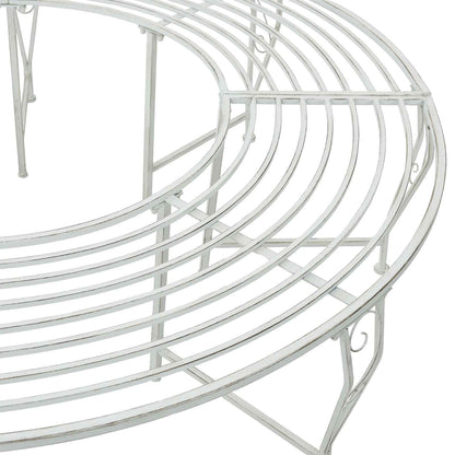 vidaXL Tree Bench 8-Seater Ø 160 x 44 cm Steel Antique White Round