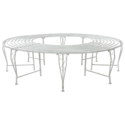 vidaXL Tree Bench 8-Seater Ø 160 x 44 cm Steel Antique White Round