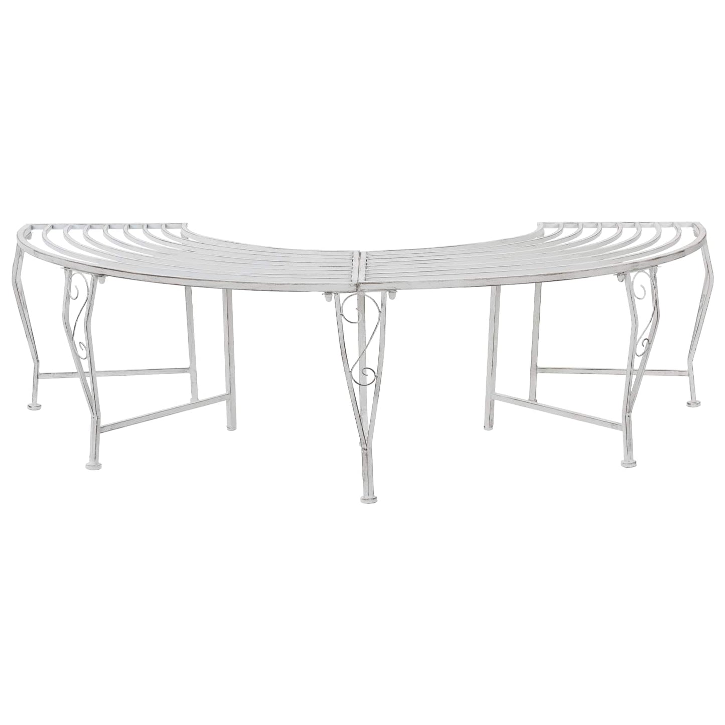 vidaXL Tree Bench 4-Seater 160 x 80 x 44 cm Steel Antique White