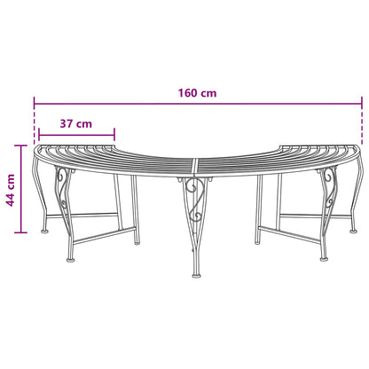 vidaXL Tree Bench 4-Seater 160 x 80 x 44 cm Steel Antique White