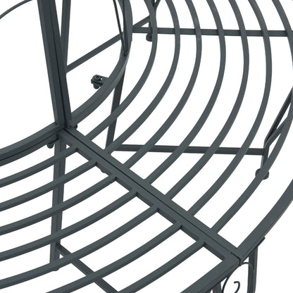 vidaXL Tree Bench 8-Seater Ø 160 x 89 cm Steel Silver Grey Round