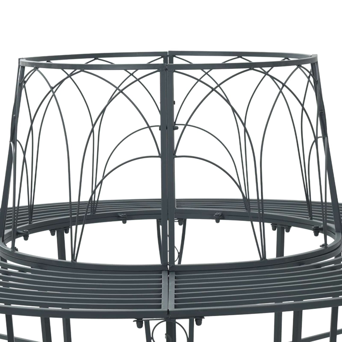 vidaXL Tree Bench 8-Seater Ø 160 x 89 cm Steel Silver Grey Round