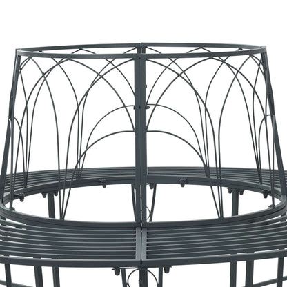 vidaXL Tree Bench 8-Seater Ø 160 x 89 cm Steel Silver Grey Round