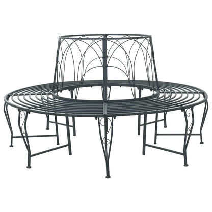 vidaXL Tree Bench 8-Seater Ø 160 x 89 cm Steel Silver Grey Round