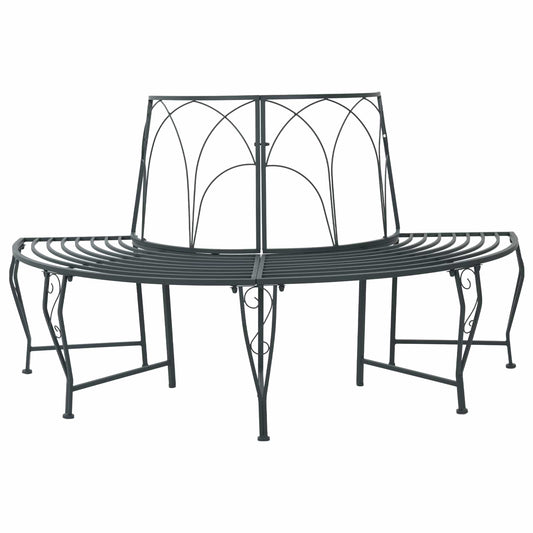 vidaXL Tree Bench 4-Seater 160 x 80 x 89 cm Steel Silver Grey