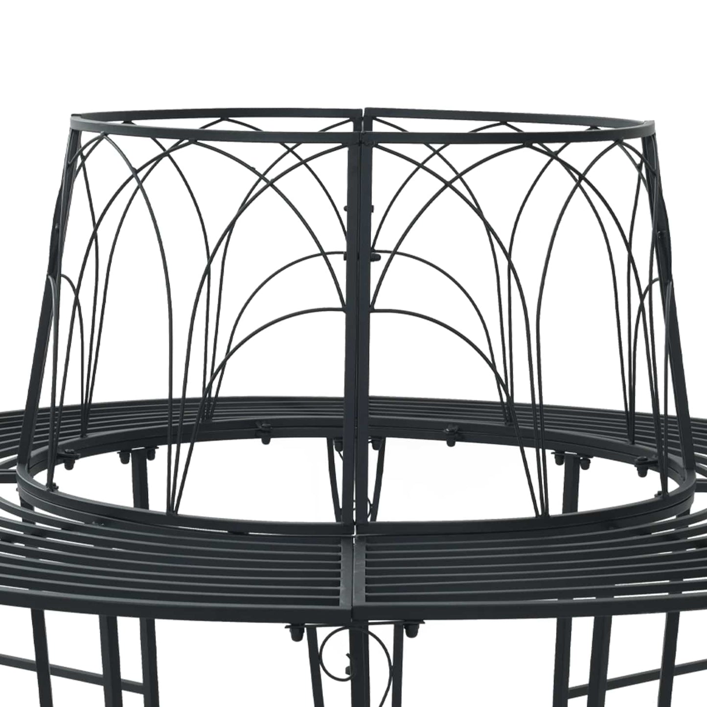vidaXL Tree Bench 8-Seater Ø 160 x 89 cm Steel Black Round