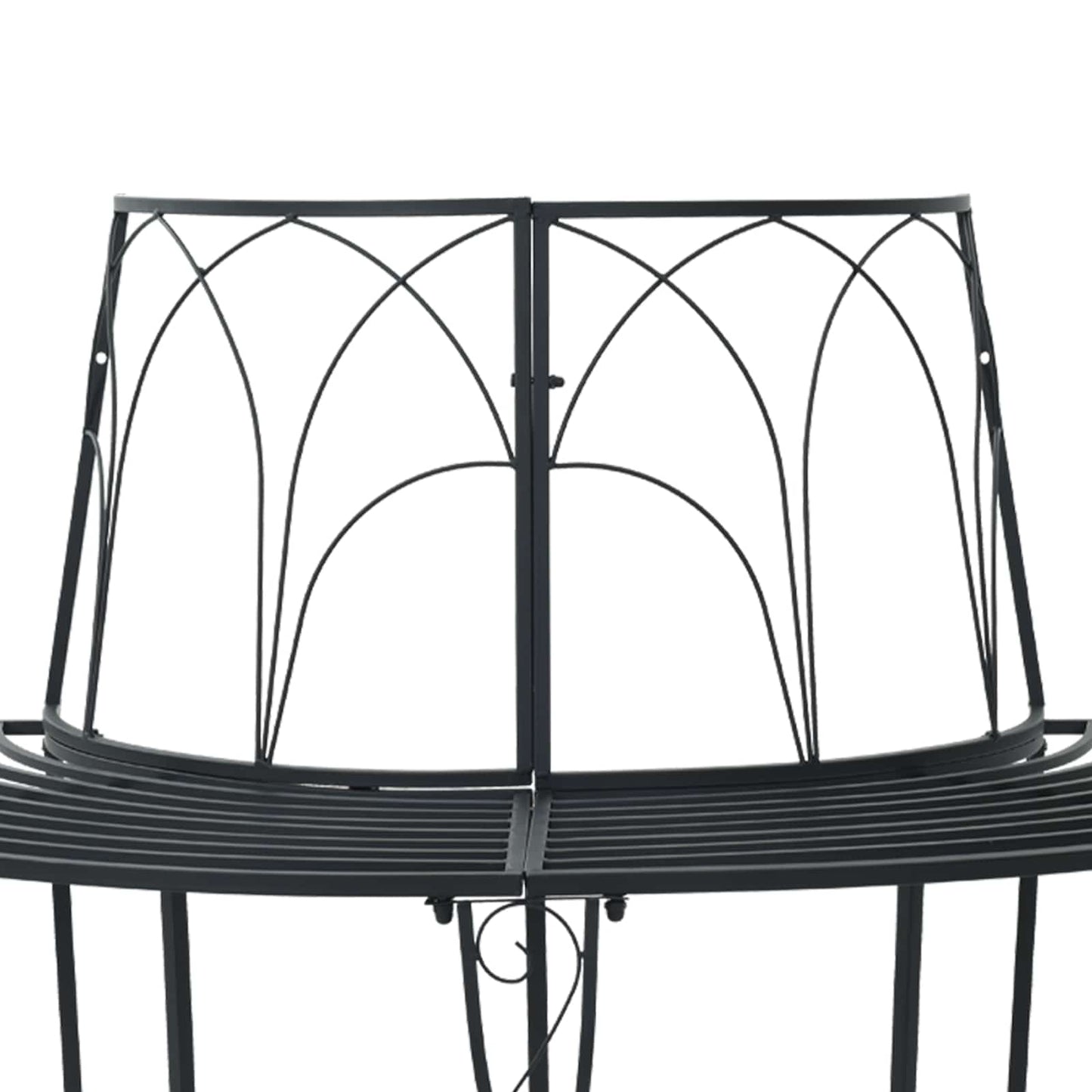 vidaXL Tree Bench 4-Seater 160 x 80 x 89 cm Steel Black Half-round