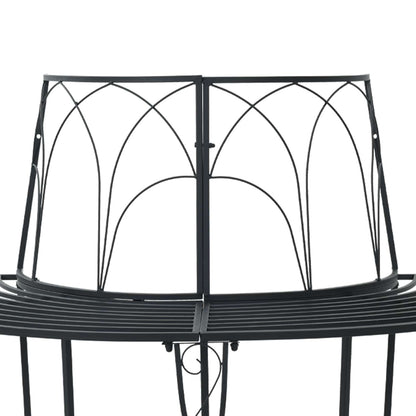 vidaXL Tree Bench 4-Seater 160 x 80 x 89 cm Steel Black Half-round