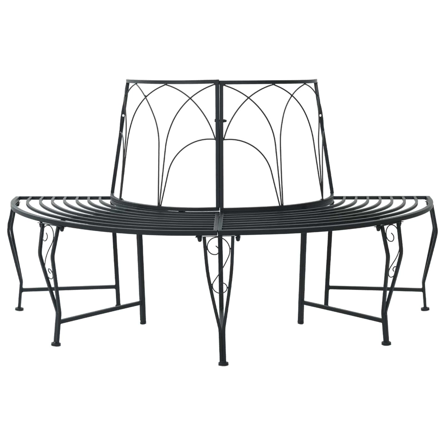 vidaXL Tree Bench 4-Seater 160 x 80 x 89 cm Steel Black Half-round