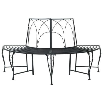 vidaXL Tree Bench 4-Seater 160 x 80 x 89 cm Steel Black Half-round
