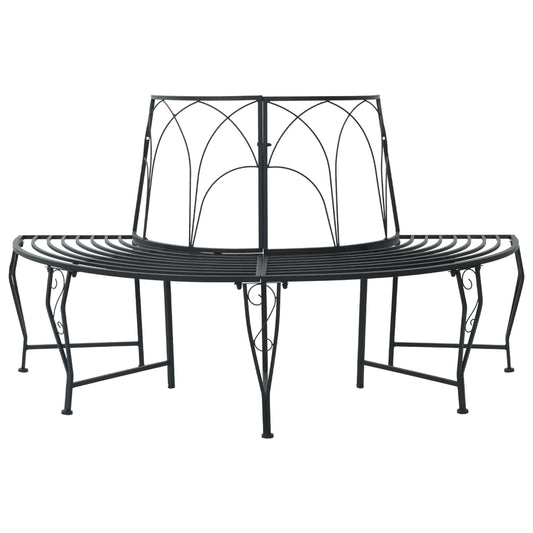 vidaXL Tree Bench 4-Seater 160 x 80 x 89 cm Steel Black Half-round