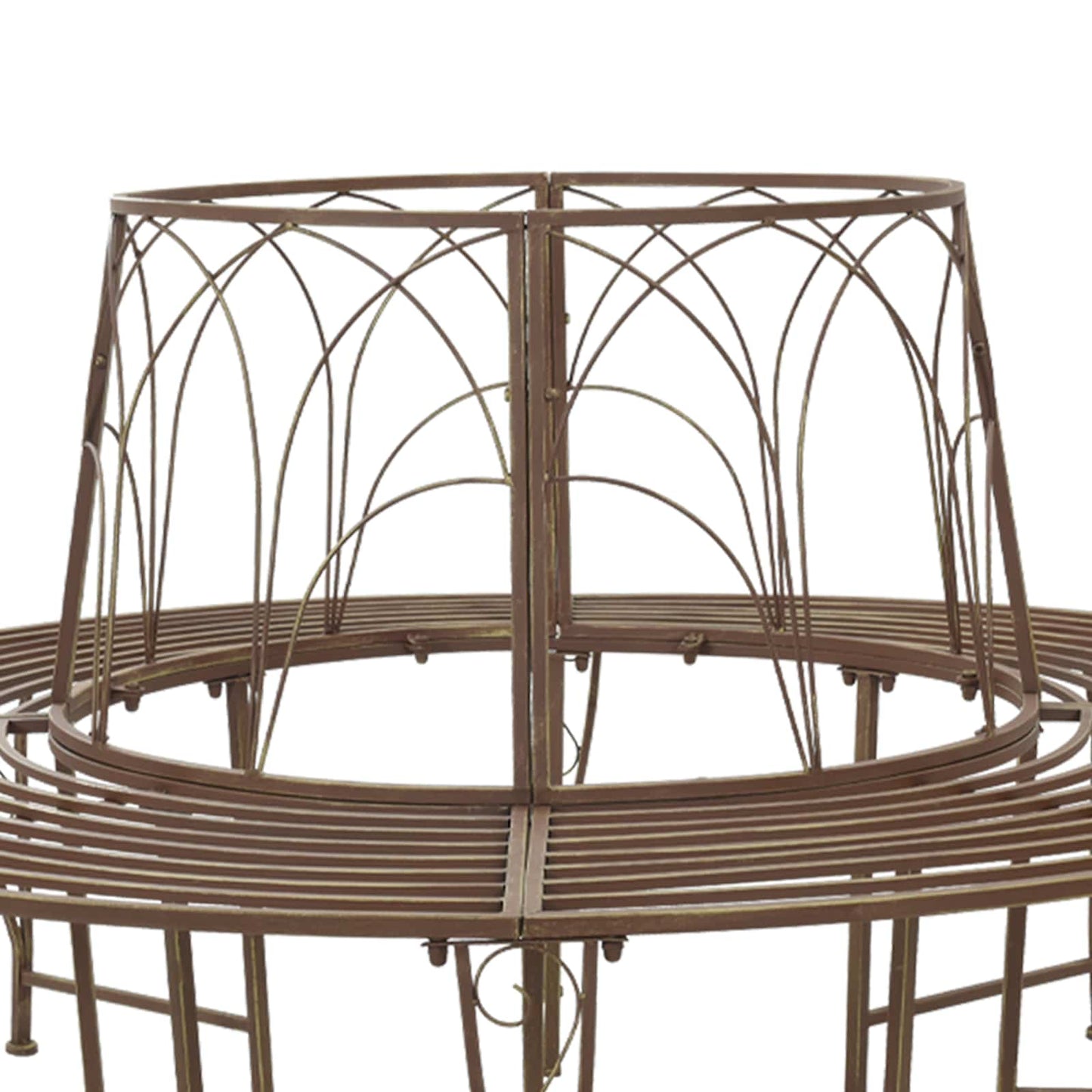 vidaXL Tree Bench 8-Seater Ø 160 x 89 cm Steel Antique Brown Round
