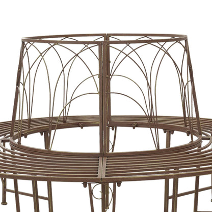 vidaXL Tree Bench 8-Seater Ø 160 x 89 cm Steel Antique Brown Round