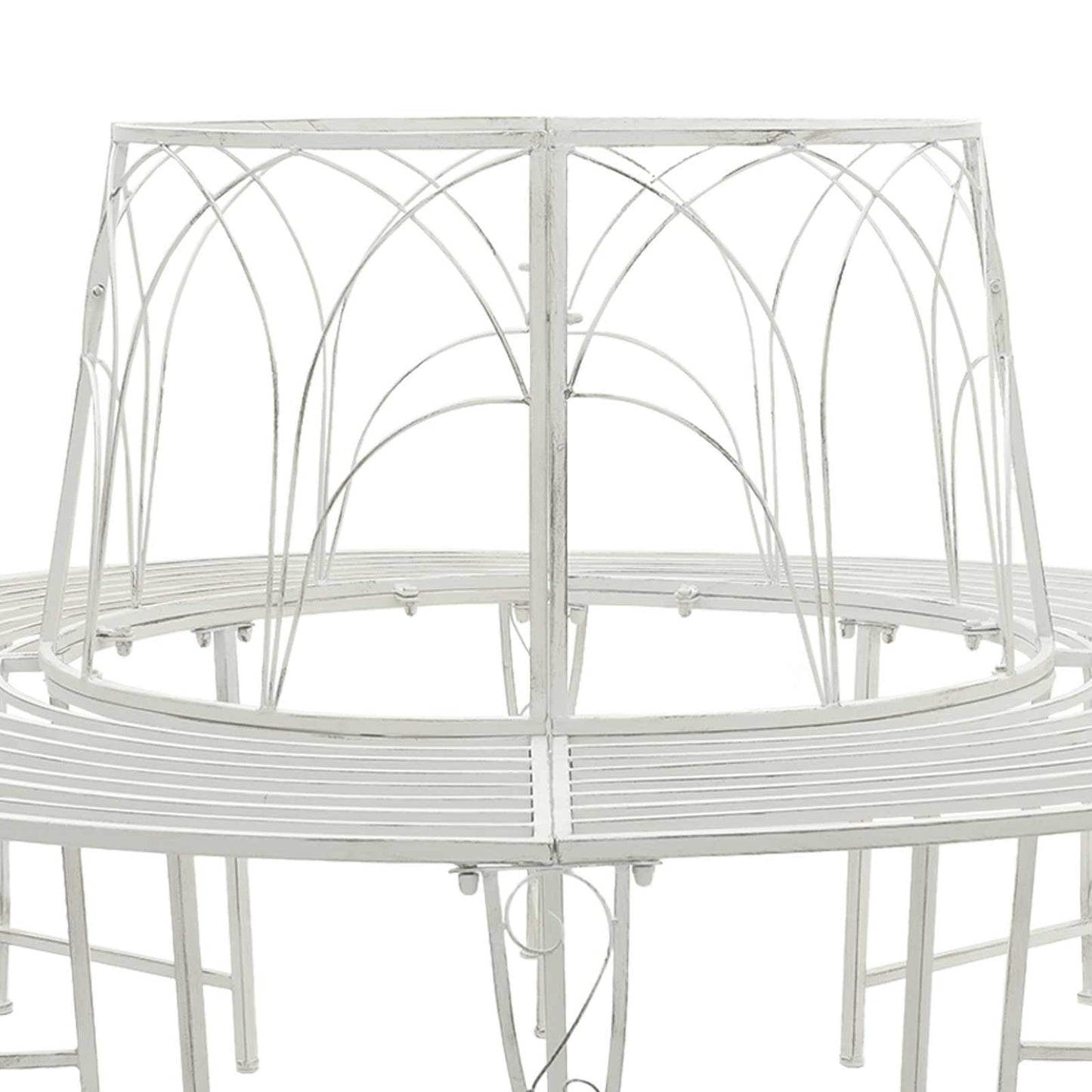vidaXL Tree Bench 8-Seater Ø 160 x 89 cm Steel Antique White Round