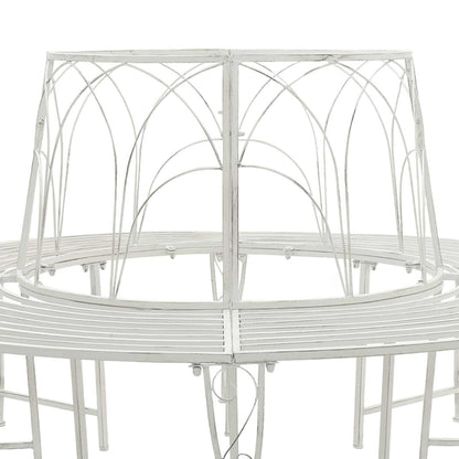 vidaXL Tree Bench 8-Seater Ø 160 x 89 cm Steel Antique White Round