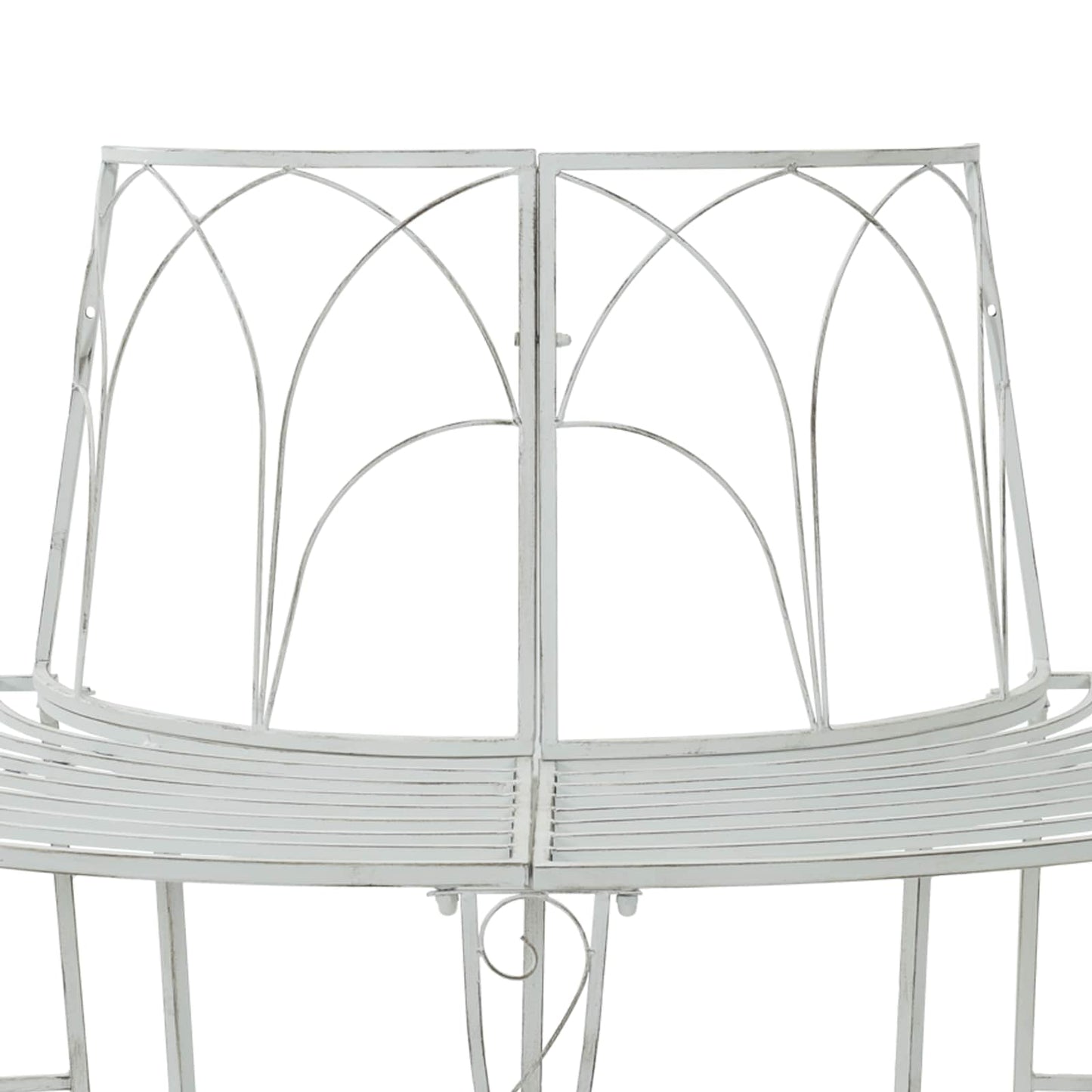 vidaXL Tree Bench 4-Seater 160 x 80 x 89 cm Steel Antique White