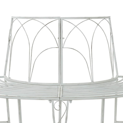 vidaXL Tree Bench 4-Seater 160 x 80 x 89 cm Steel Antique White