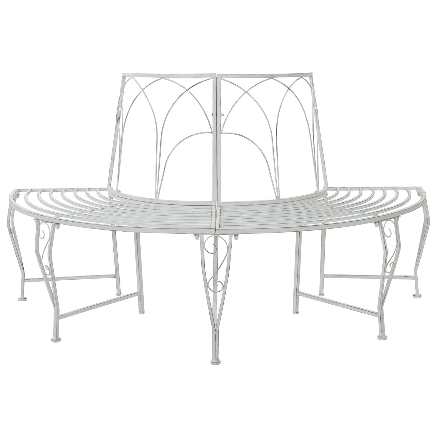 vidaXL Tree Bench 4-Seater 160 x 80 x 89 cm Steel Antique White