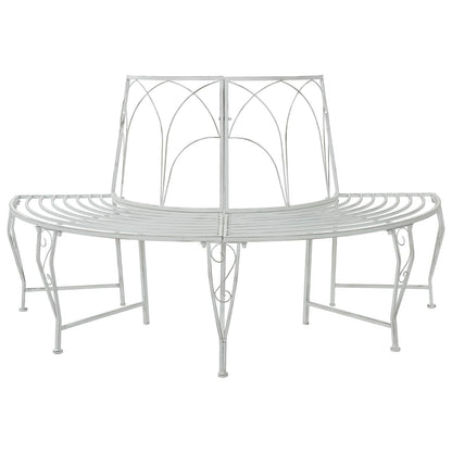 vidaXL Tree Bench 4-Seater 160 x 80 x 89 cm Steel Antique White
