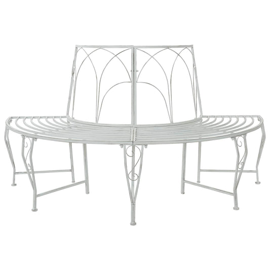 vidaXL Tree Bench 4-Seater 160 x 80 x 89 cm Steel Antique White