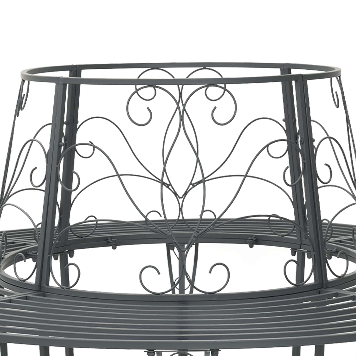vidaXL Tree Bench 8-Seater Ø 160 x 89 cm Steel Silver Grey Round