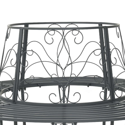 vidaXL Tree Bench 8-Seater Ø 160 x 89 cm Steel Silver Grey Round