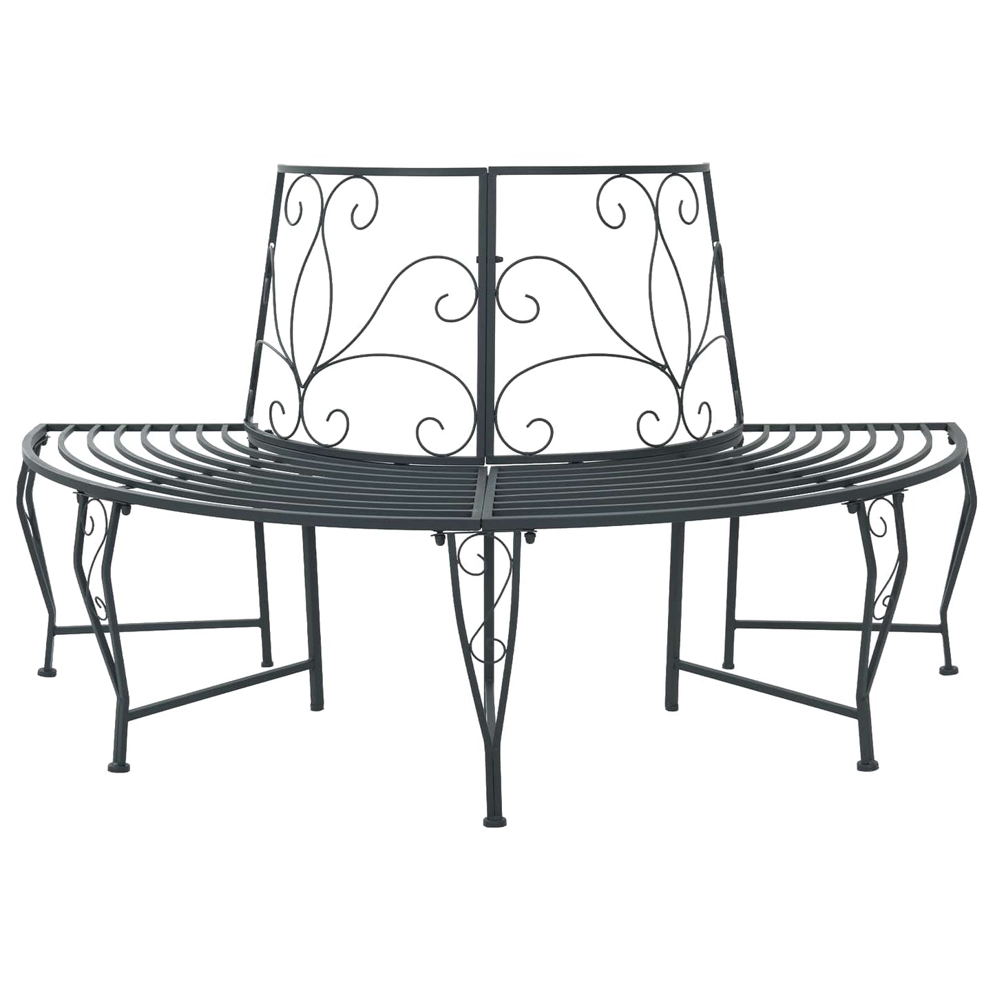vidaXL Tree Bench 4-Seater 160 x 80 x 89 cm Steel Silver Grey