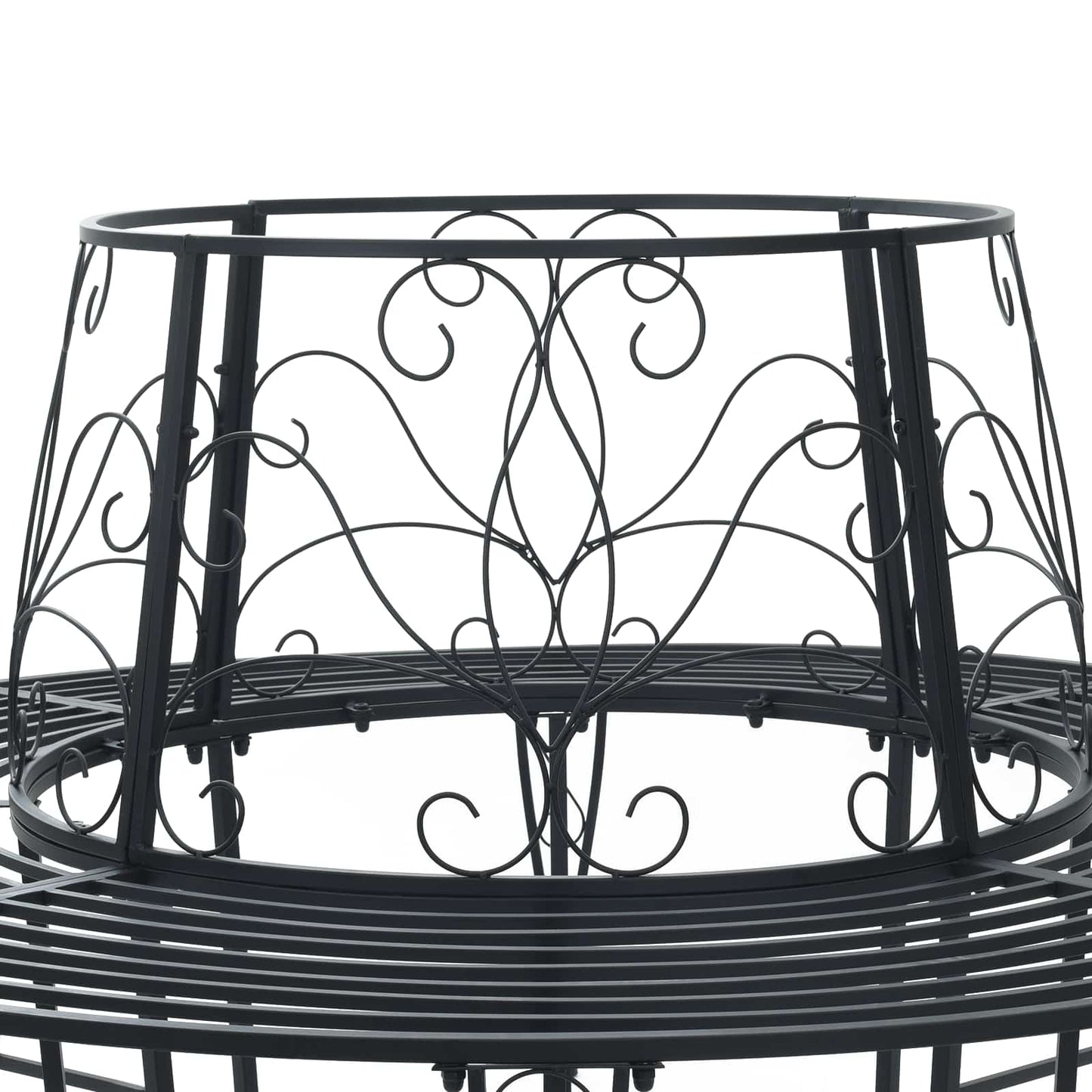 vidaXL Tree Bench 8-Seater Ø 160 x 89 cm Steel Black Round