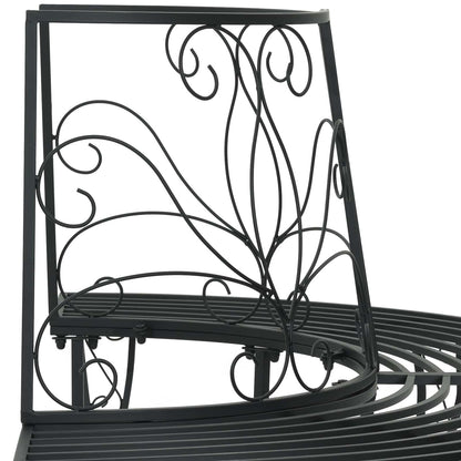 vidaXL Tree Bench 4-Seater 160 x 80 x 89 cm Steel Black Half-round