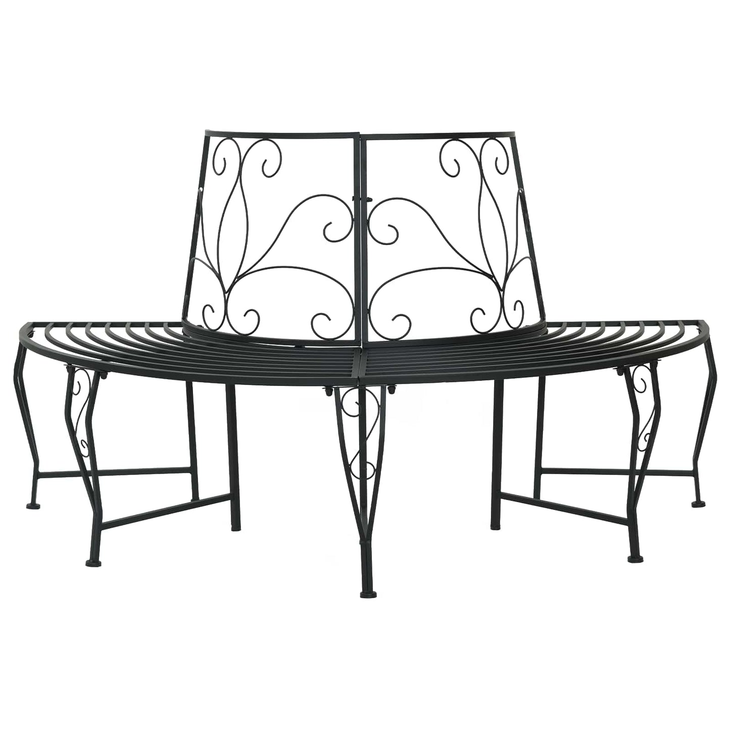 vidaXL Tree Bench 4-Seater 160 x 80 x 89 cm Steel Black Half-round