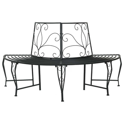 vidaXL Tree Bench 4-Seater 160 x 80 x 89 cm Steel Black Half-round