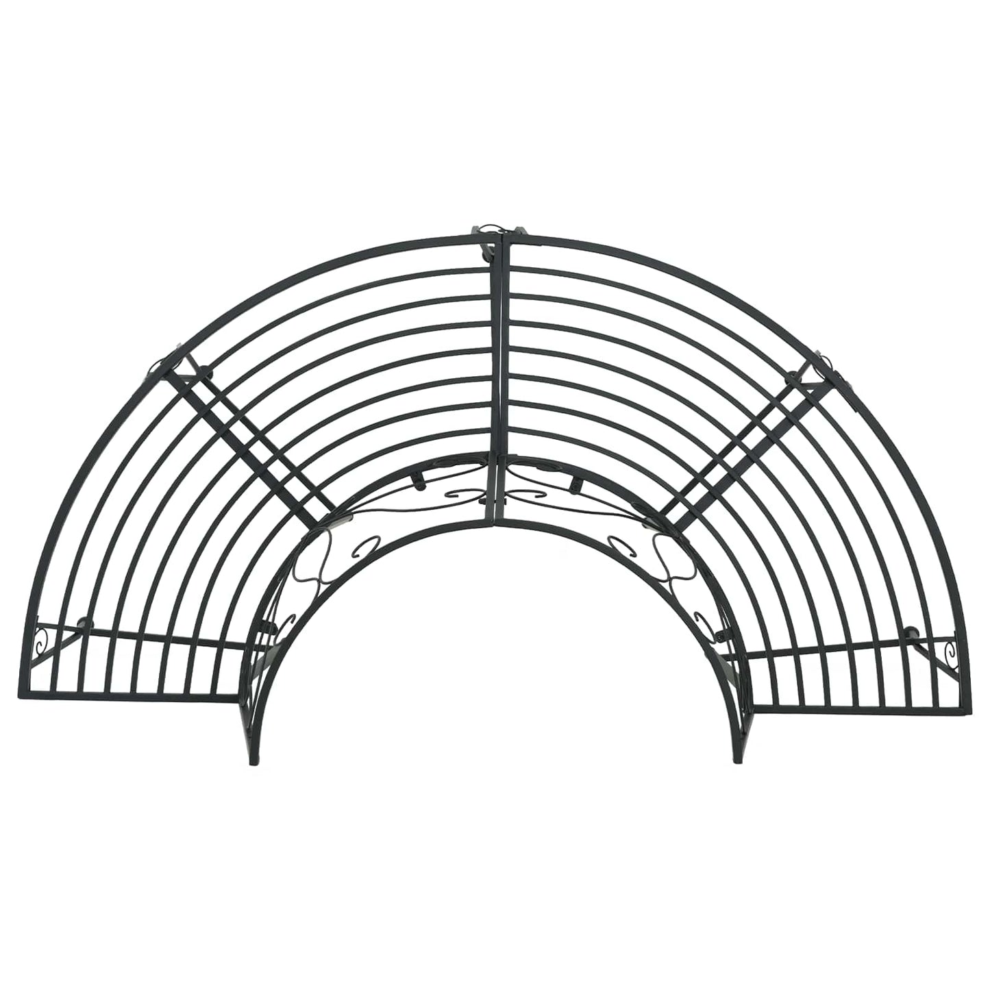vidaXL Tree Bench 4-Seater 160 x 80 x 89 cm Steel Black Half-round