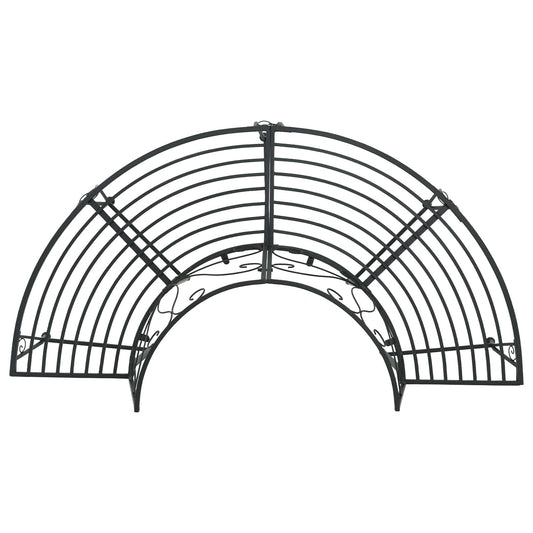 vidaXL Tree Bench 4-Seater 160 x 80 x 89 cm Steel Black Half-round