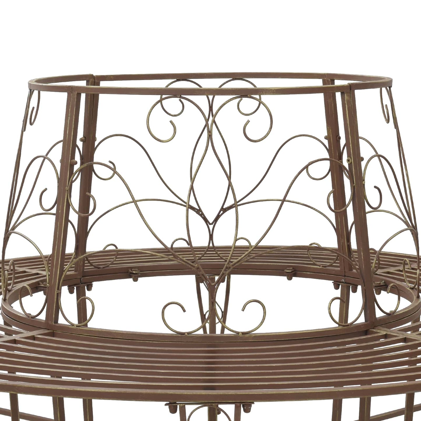 vidaXL Tree Bench 8-Seater Ø 160 x 89 cm Steel Antique Brown Round
